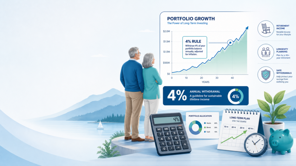 AI assistant in a clean digital interface helping explain the 4% retirement withdrawal rule