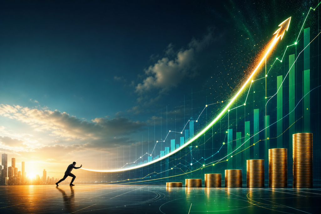 Beat slow growth — Illustration of accelerated compounding investing math driving faster long-term portfolio growth